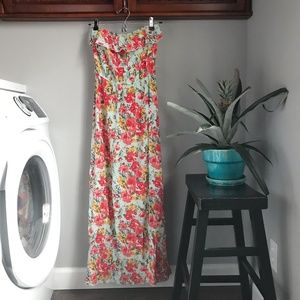 Charlotte Russe Floral Red Yellow Blue Maxi Dress